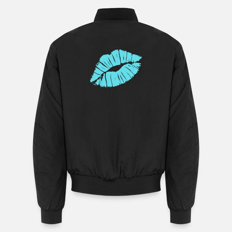 Rouge à lèvres bleu Smooch Kiss Mark Love Statement Tee Bomber unisexe