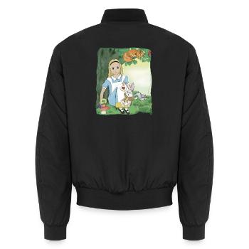 Down the Rabbit Hole Friends - Unisex Bomber Jacket - black - Back - AI Model Male 185 light (185cm)