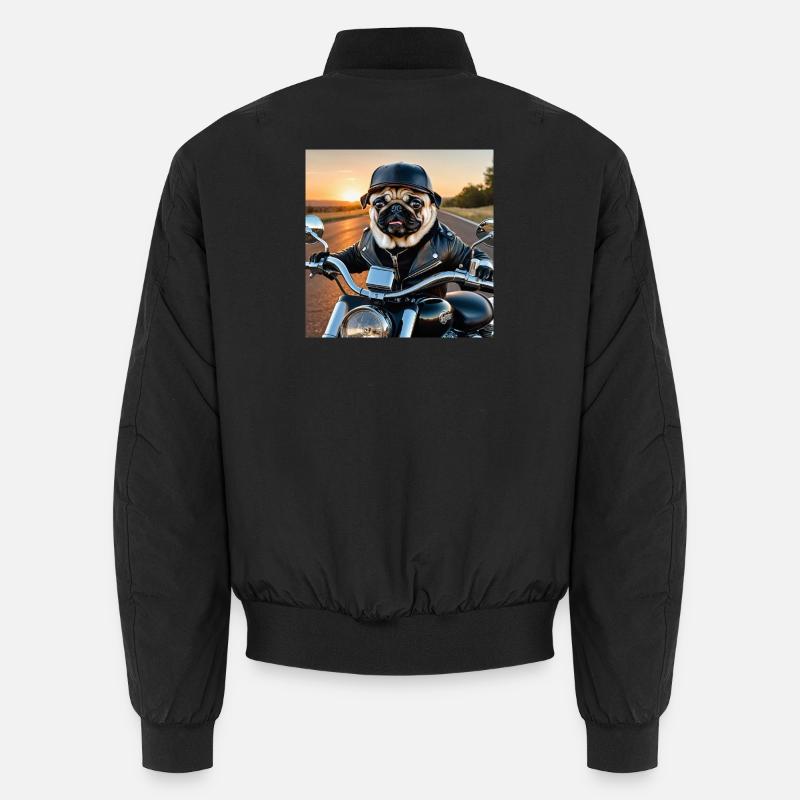 Hunde-Biker im Lederjacke Stil - Unisex Bomberjacke - Schwarz