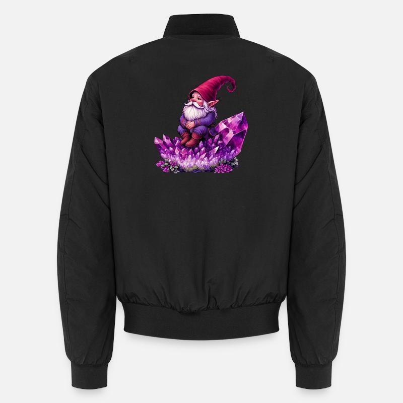 Gnome assis sur un cristal d’améthyste Bomber unisexe