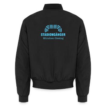 München-Giesing Stadiongänger weiß – Geschenk Fan - Unisex Bomberjacke - Schwarz - Hinten - AI Model Male 185 light (185cm)