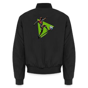 joueur de football dynamique jouant au football - Bomber unisexe - noir - Dos - AI Model Male 185 light (185cm)
