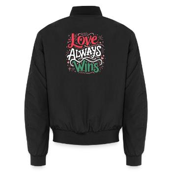LGBTQ Pride Month - Love Always Wins - Unisex Bomber Jacket - black - Back - AI Model Male 185 light (185cm)