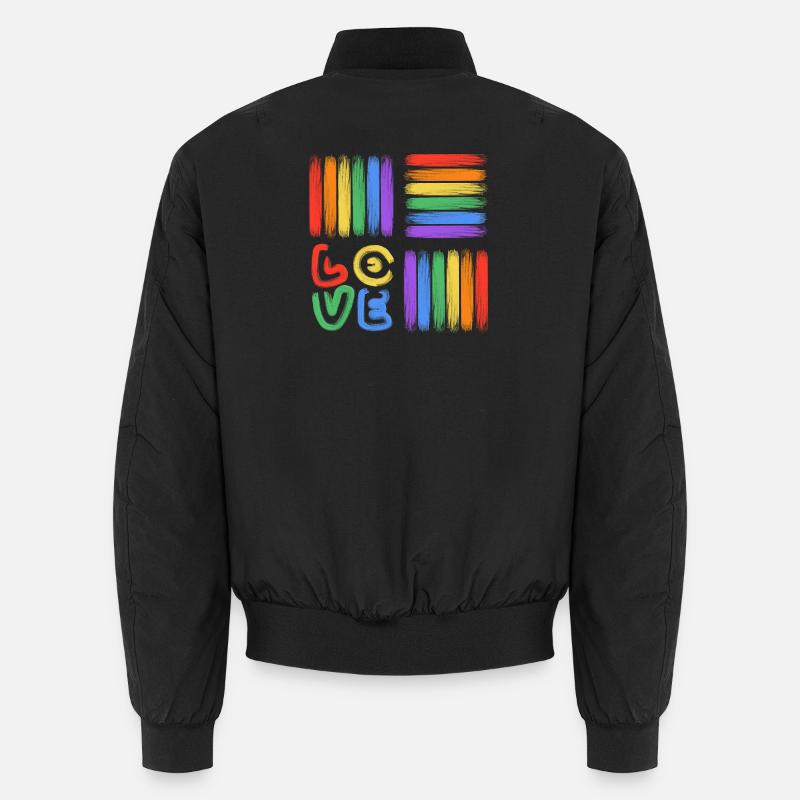 Regenbogen-Liebe Pinselkunst - Unisex Bomberjacke - Schwarz
