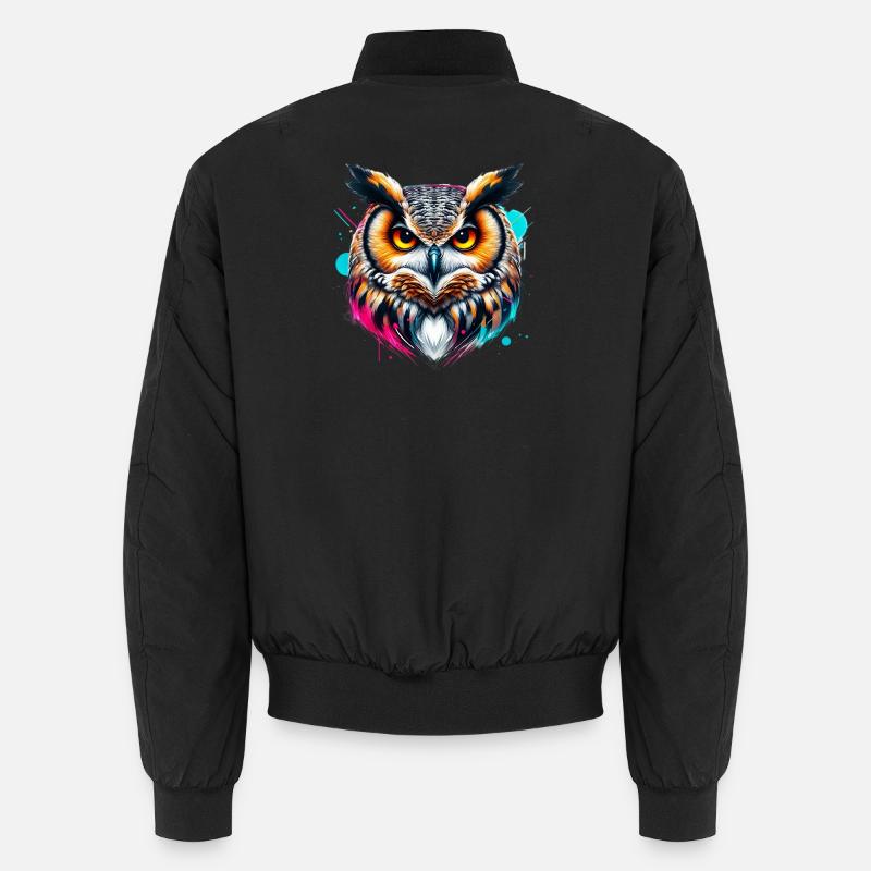 Owl - Unisex Bomber Jacket - black