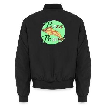 Pizza Power Super Powers Energy Slice UK - Unisex Bomberjacke - Schwarz - Hinten - AI Model Male 185 light (185cm)