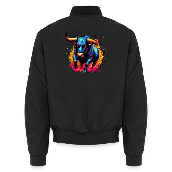 Stier - Unisex Bomberjacke - Schwarz - Hinten - AI Model Male 185 light (185cm)