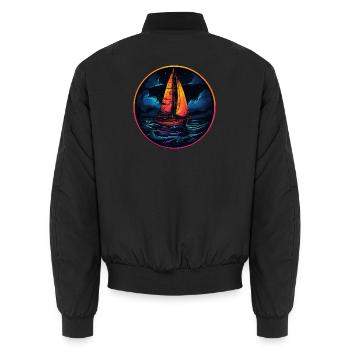 Neonsegler am Abendsee - Unisex Bomberjacke - Schwarz - Hinten - AI Model Male 185 light (185cm)