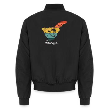 Teneriffa Karte Umriss Kanaren Urlaub vintage - Unisex Bomberjacke - Schwarz - Hinten - AI Model Male 185 light (185cm)