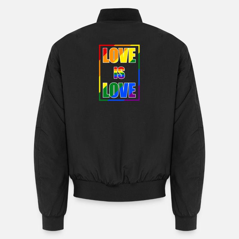 Love Is Love Pride Statement - Unisex Bomber Jacket - black