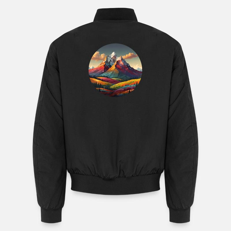 Colorful mountains and forests with a dynamic landscape Unisex Bomber Jacket