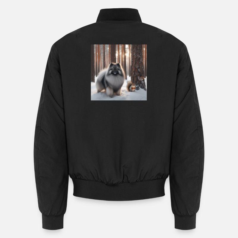 Wolfspitz im Schnee Unisex Bomberjacke