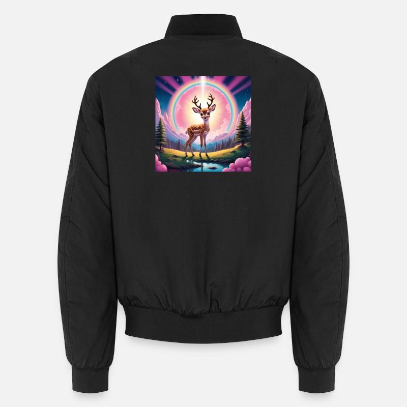 Reh mit Regenbogen - Unisex Bomberjacke - Schwarz