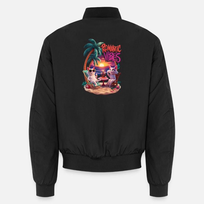 Romantischer Strandkater - Unisex Bomberjacke - Schwarz