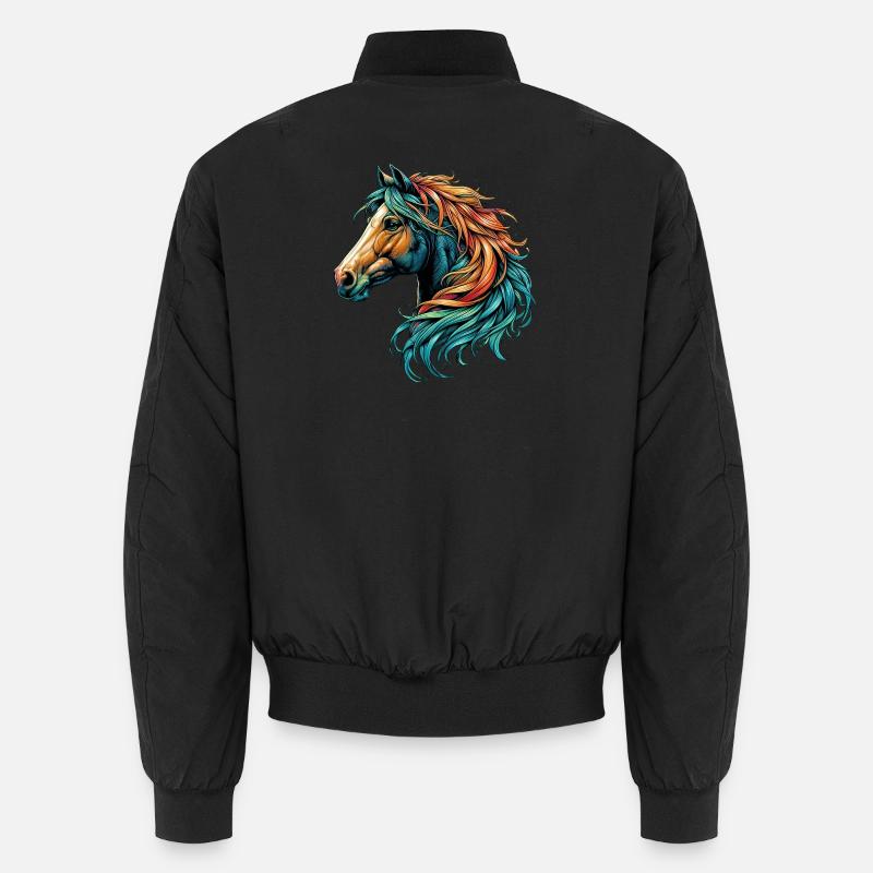 Pferd - Unisex Bomberjacke - Schwarz
