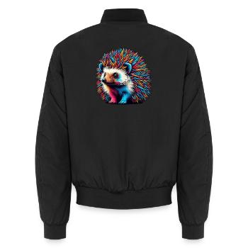 Hedgehog - Unisex Bomber Jacket - black - Back - AI Model Male 185 light (185cm)
