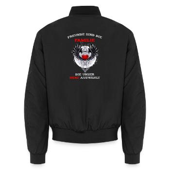 Herz und Flügel Familienmotto - Unisex Bomberjacke - Schwarz - Hinten - AI Model Male 185 light (185cm)