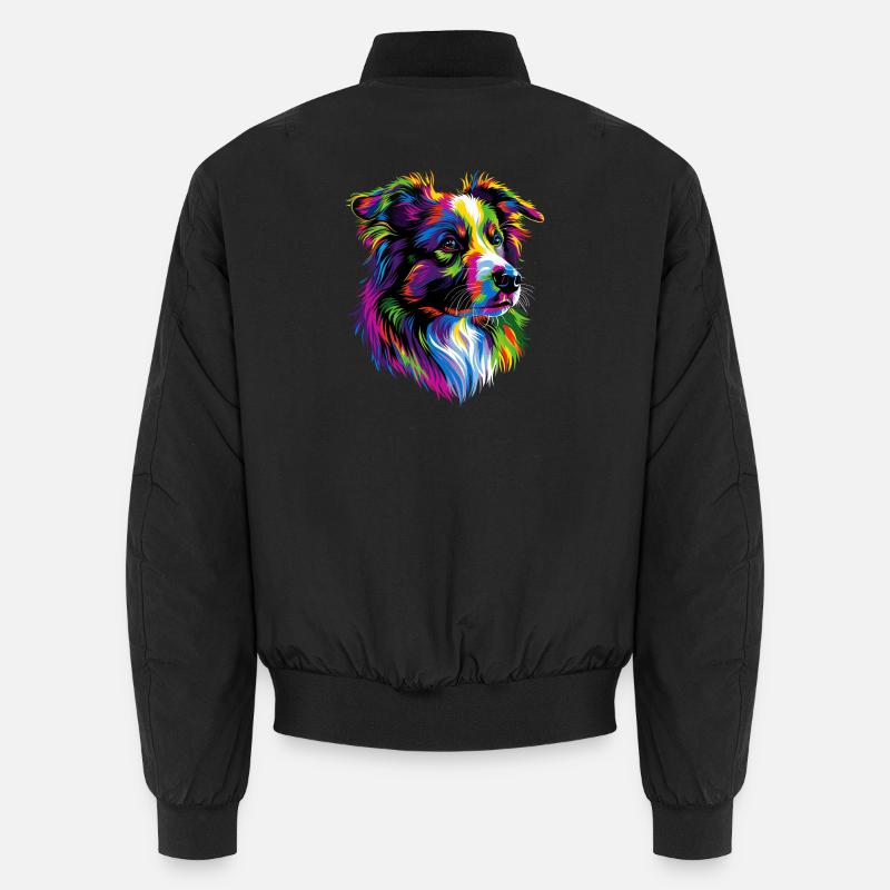 Australian Shepherd Bright Colors Pop Art Aussie Unisex Bomber Jacket