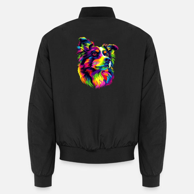 Australian Shepherd Bunte Farben Pop Art Aussie Unisex Bomberjacke
