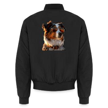 Berger australien chien amoureux Mignon Aussie - Bomber unisexe - noir - Dos - AI Model Male 185 light (185cm)