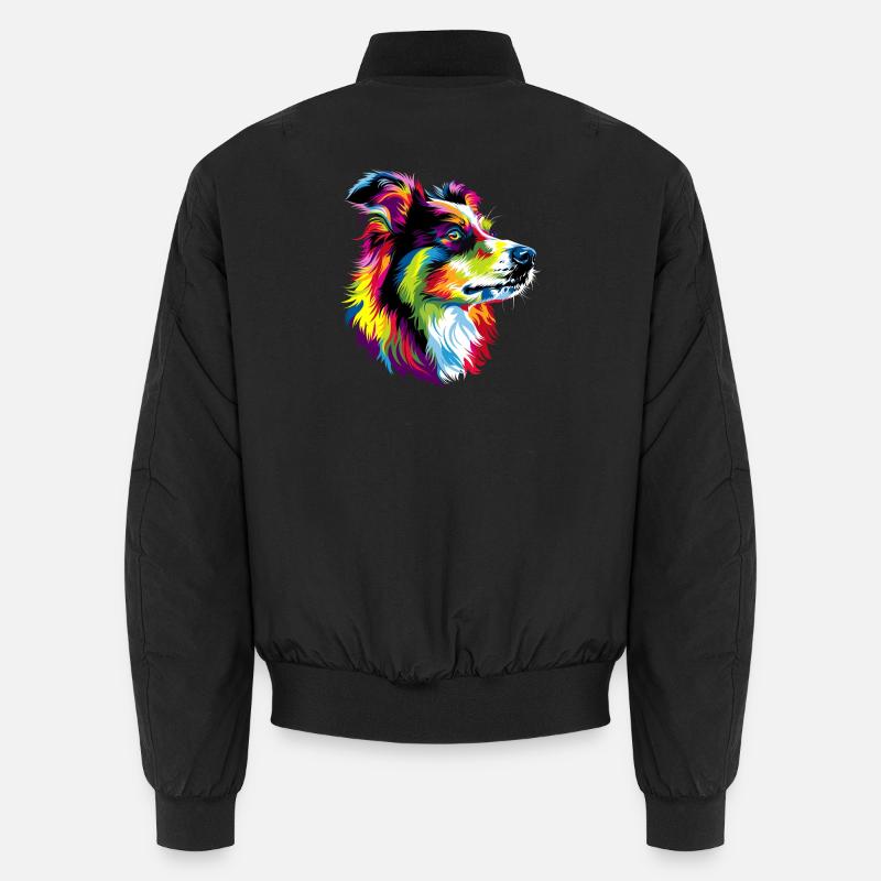 Australian Shepherd Bright Colors Pop Art Aussie Unisex Bomber Jacket