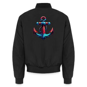 An Anchor - Unisex Bomber Jacket - black - Back - AI Model Male 185 light (185cm)