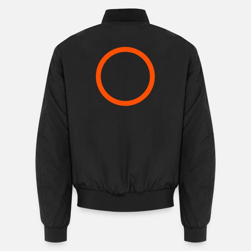 Neon Orange Circle Emblem - Unisex Bomber Jacket - black