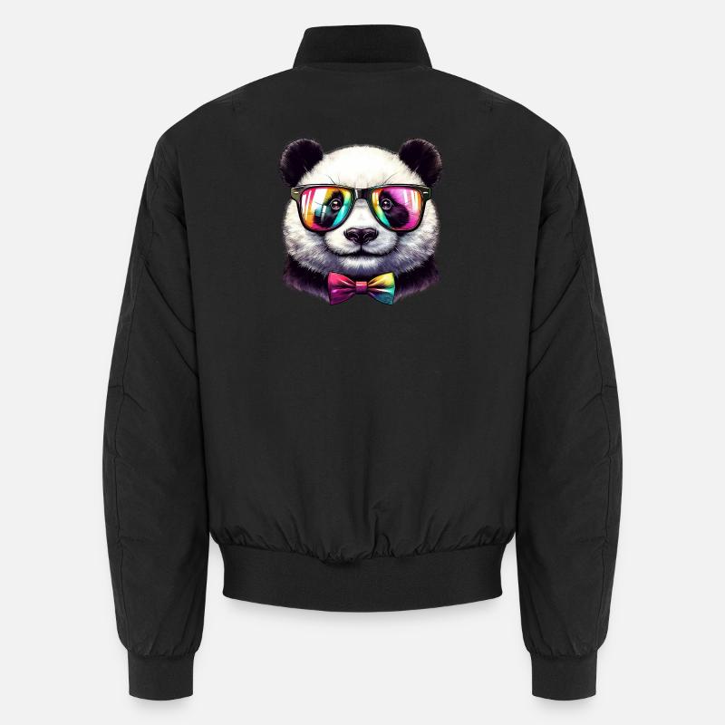 Panda with Glasses and Bow Tie Unisex Bomber Jacket