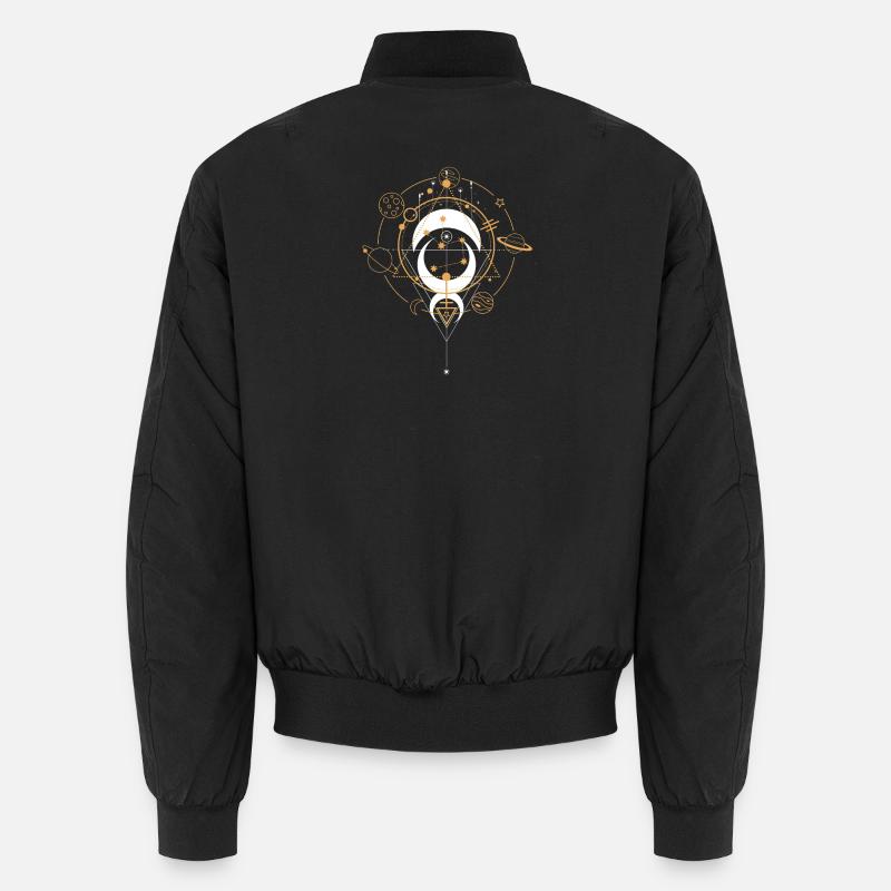 Cosmic Geometry Orbital Emblem - Unisex Bomber Jacket - black