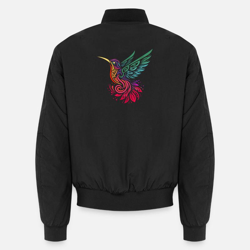 colibri oiseau mouche multicolore style tribal Bomber unisexe