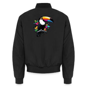 Toucan - Unisex Bomber Jacket - black - Back - AI Model Male 185 light (185cm)