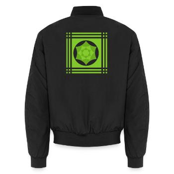 Geometric play of colours in green - Unisex Bomber Jacket - black - Back - AI Model Male 185 light (185cm)