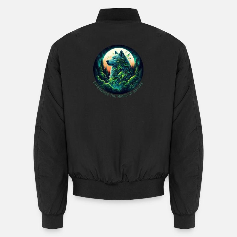 Wolf im Wald - Unisex Bomberjacke - Schwarz