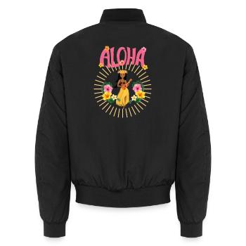 Aloha - Hawai - Pazifik - Urlaub - Blumenmädchen - Unisex Bomberjacke - Schwarz - Hinten - AI Model Male 185 light (185cm)