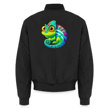 Chamäleon - Unisex Bomberjacke - Schwarz - Hinten - AI Model Male 185 light (185cm)
