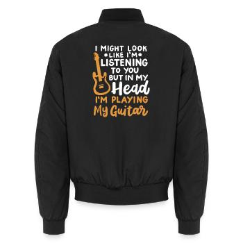 Gitarrenspieler Gitarrist - Unisex Bomberjacke - Schwarz - Hinten - AI Model Male 185 light (185cm)