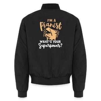 Pianist Klavierspieler - Unisex Bomberjacke - Schwarz - Hinten - AI Model Male 185 light (185cm)