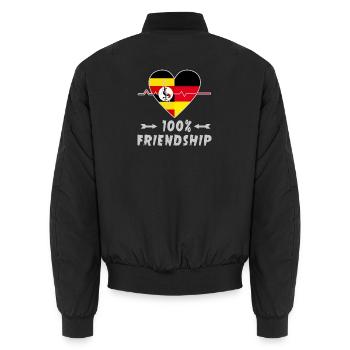 Uganda und Deutschland 100% Freundschaft - Unisex Bomberjacke - Schwarz - Hinten - AI Model Male 185 light (185cm)