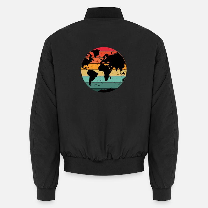 Conception de carte du monde rétro colorée Bomber unisexe