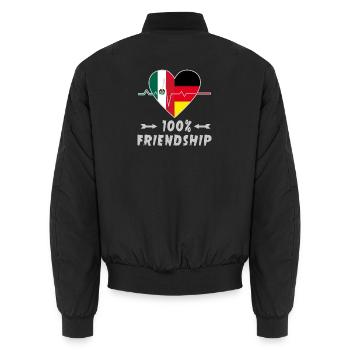 Mexico and Germany 100% friendship - Unisex Bomber Jacket - black - Back - AI Model Male 185 light (185cm)
