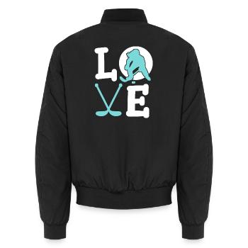 Eishockey Eishockeyspielerin - Unisex Bomberjacke - Schwarz - Hinten - AI Model Male 185 light (185cm)