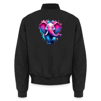 Elephant - Unisex Bomber Jacket - black - Back - AI Model Male 185 light (185cm)