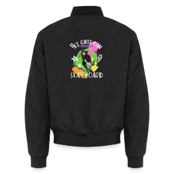 Yes Girls Can Skateboard - Unisex Bomber Jacket - black - Back - AI Model Male 185 light (185cm)
