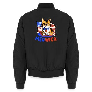Katze amerikanische Flagge 4. Juli - Unisex Bomberjacke - Schwarz - Hinten - AI Model Male 185 light (185cm)