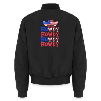4. Juli Hallo amerikanische Flagge - Unisex Bomberjacke - Schwarz - Hinten - AI Model Male 185 light (185cm)