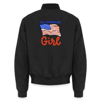 4. Juli USA Amerika Flagge - Unisex Bomberjacke - Schwarz - Hinten - AI Model Male 185 light (185cm)