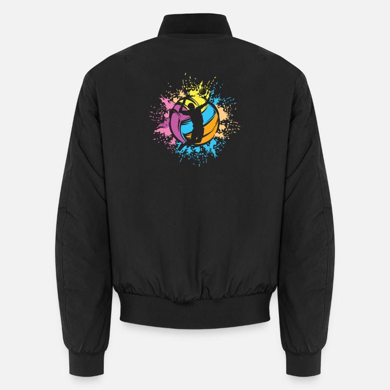 Volleyball Farbexplosion Spieler Beachvolleyball Unisex Bomberjacke