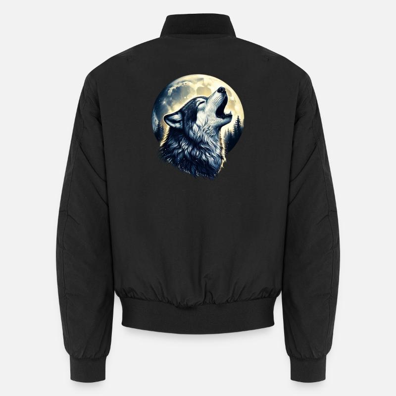 Wolf howls at the full moon Unisex Bomber Jacket