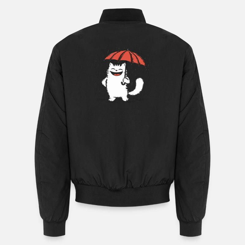 Happy cat Under Rain - Unisex Bomber Jacket - black