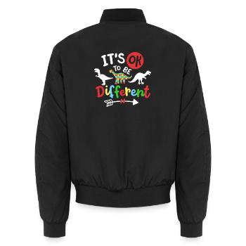 Autismus Dinosaurier - Unisex Bomberjacke - Schwarz - Hinten - AI Model Male 185 light (185cm)